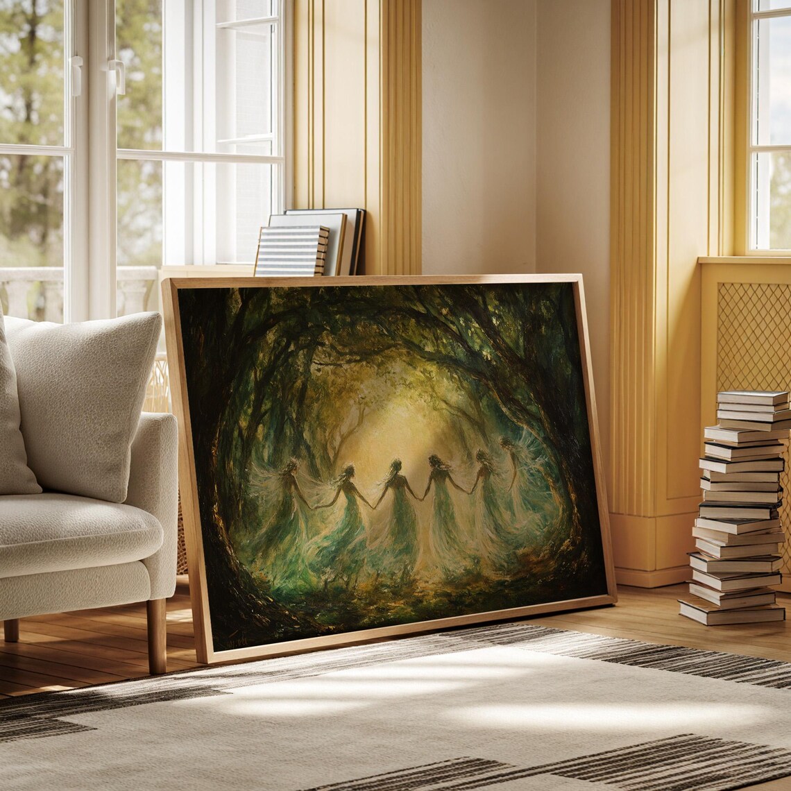 Ethereal Fairies Dancing in Moonlit Forest Art Print - Image 6