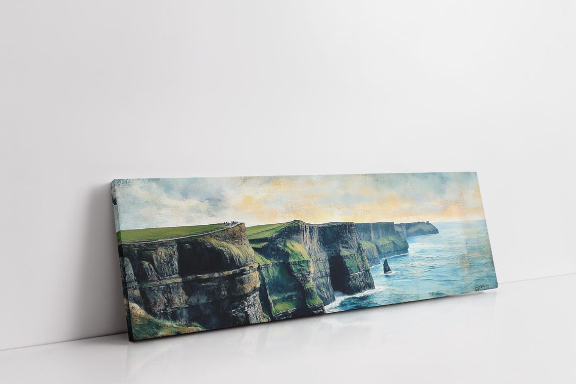 Ireland Cliffs Of Moher Panoramic Green Cliff Ocean Seascape Poster - Image 3