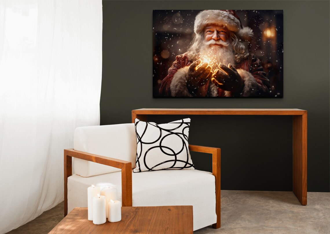 Santa With Magic In His Hands Christmas Art Print - Image 6