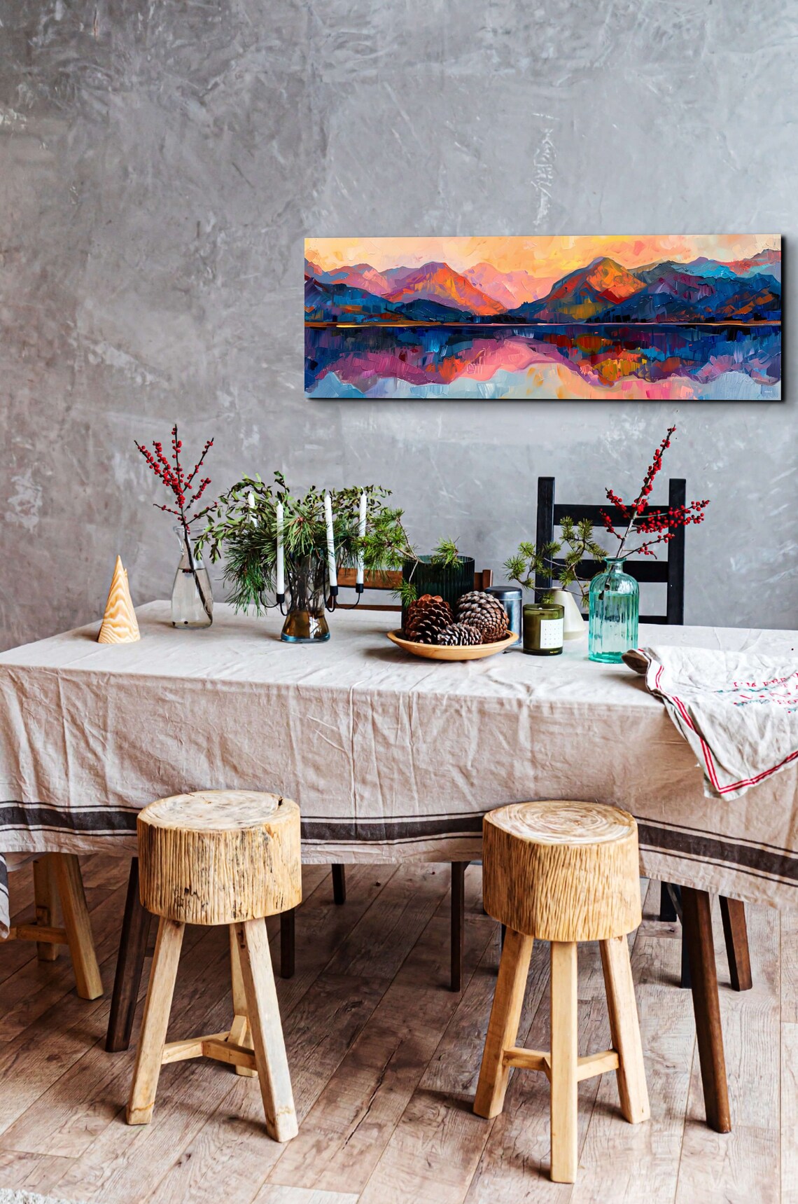 Panoramic Mid Century Modern Mountain Wall Art - Image 4