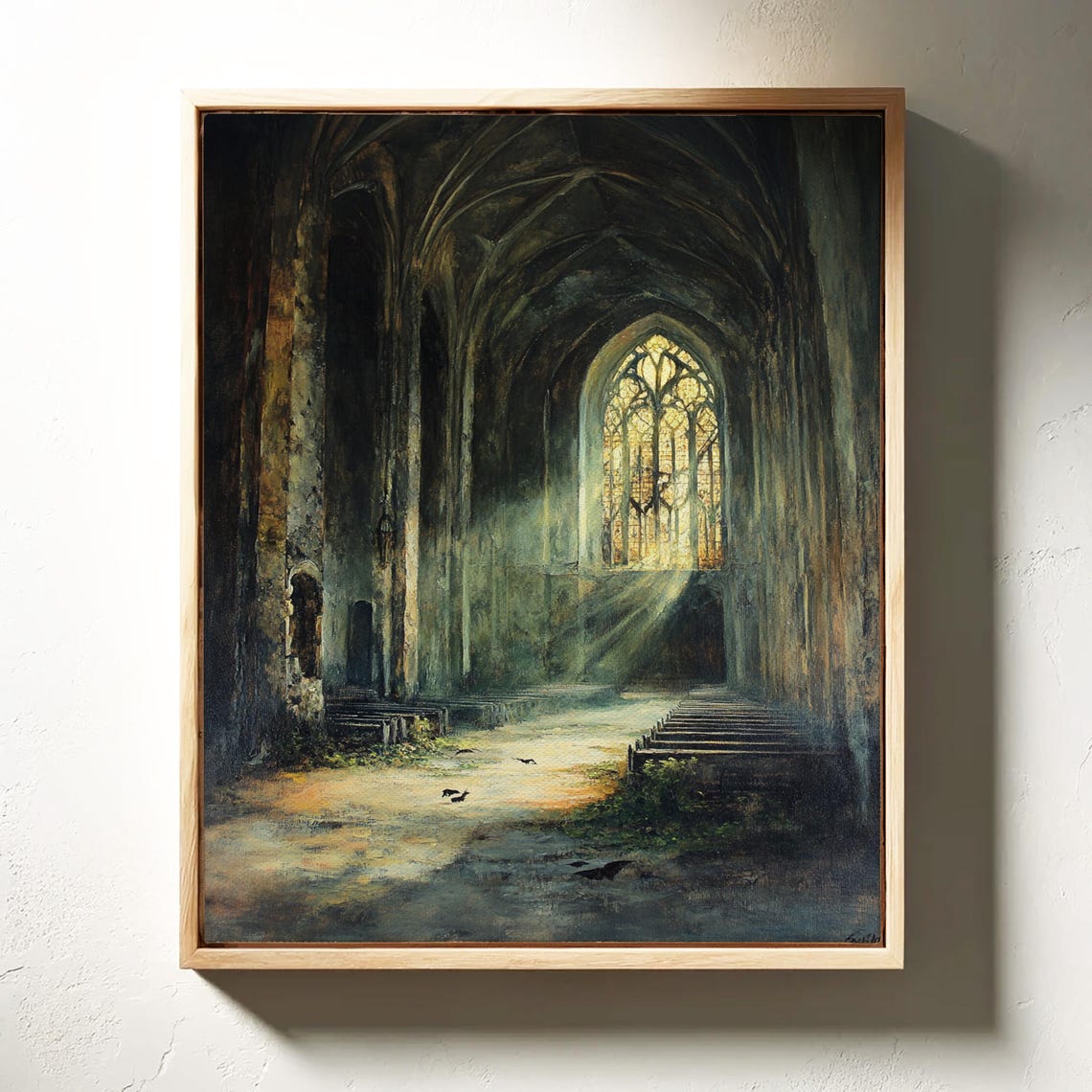 Gothic Cathedral Ruins Sunlit Stained Glass Vintage Dark Art Poster - Image 3