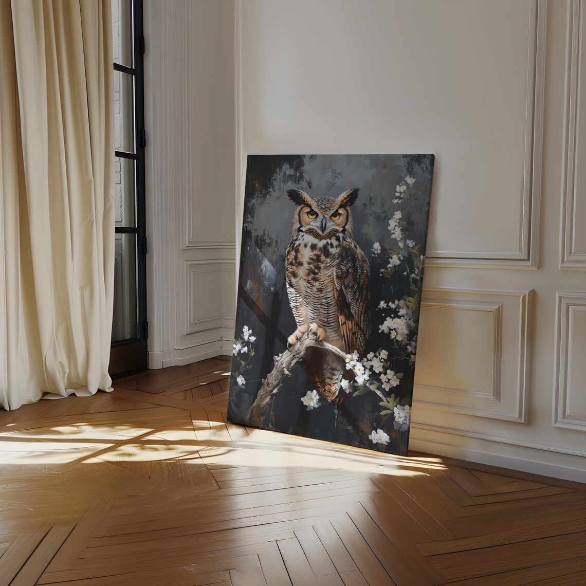 Great Horned Owl Art Print, Rustic Decor - Image 4