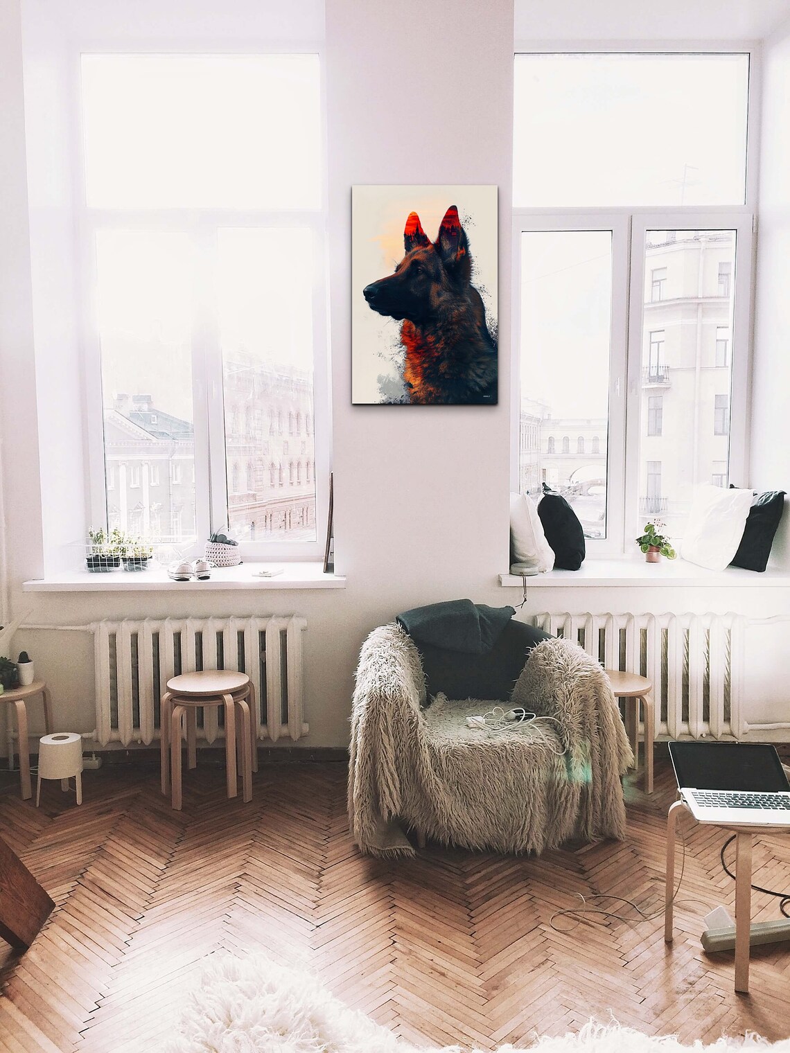 German Shepherd Double Exposure Art Print, Gift - Image 5
