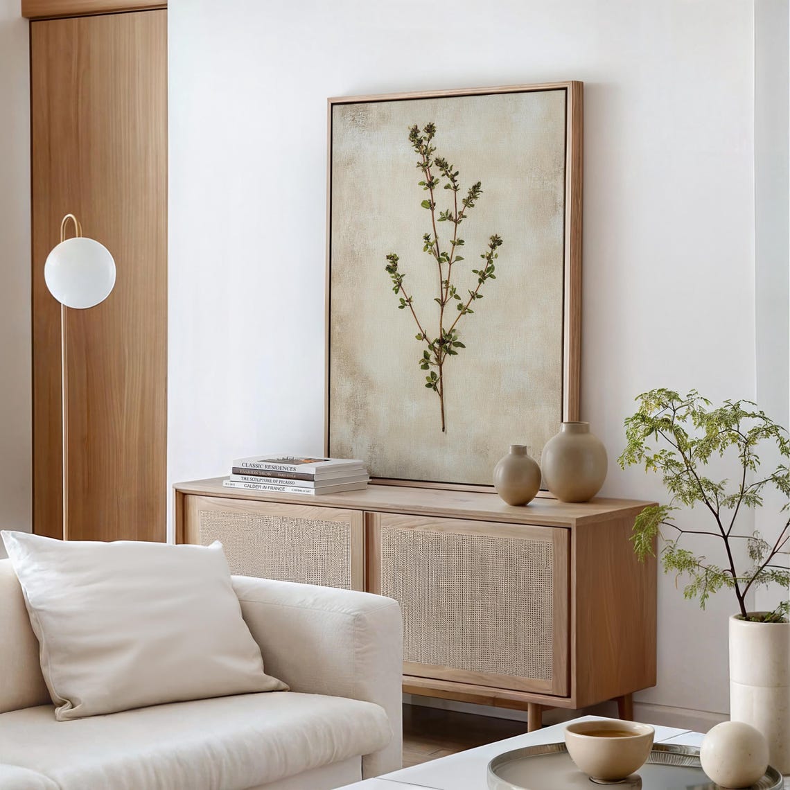 Single Wild Herb Sprig on Aged Linen Vintage Botanical Poster - Image 5