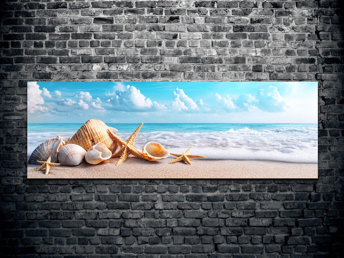 Seashells And Starfish On White Sand Beach Ocean Waves Poster - Image 2