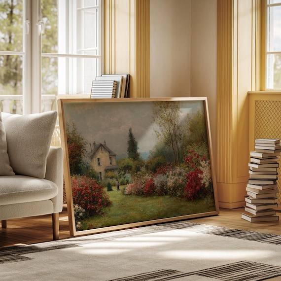 Countryside Cottage Garden Vintage Impressionist Floral Wall Art