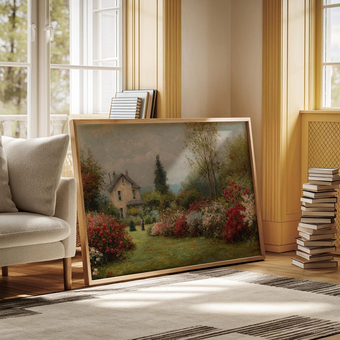 Countryside Cottage Garden Vintage Impressionist Floral Wall Art