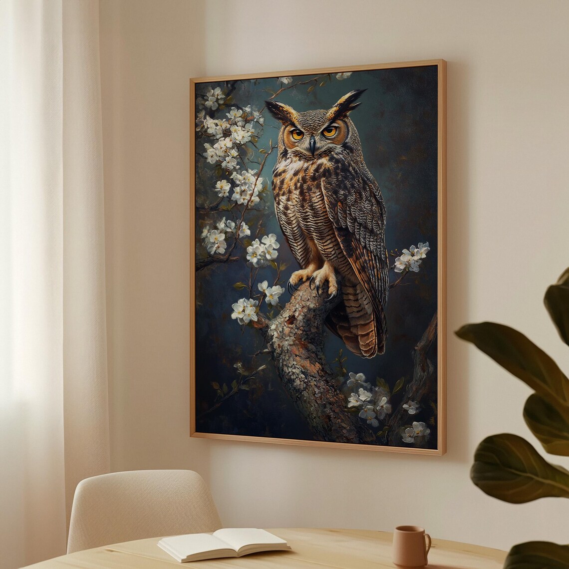 Great Horned Owl Art Print, Rustic Wildlife Decor - Image 4