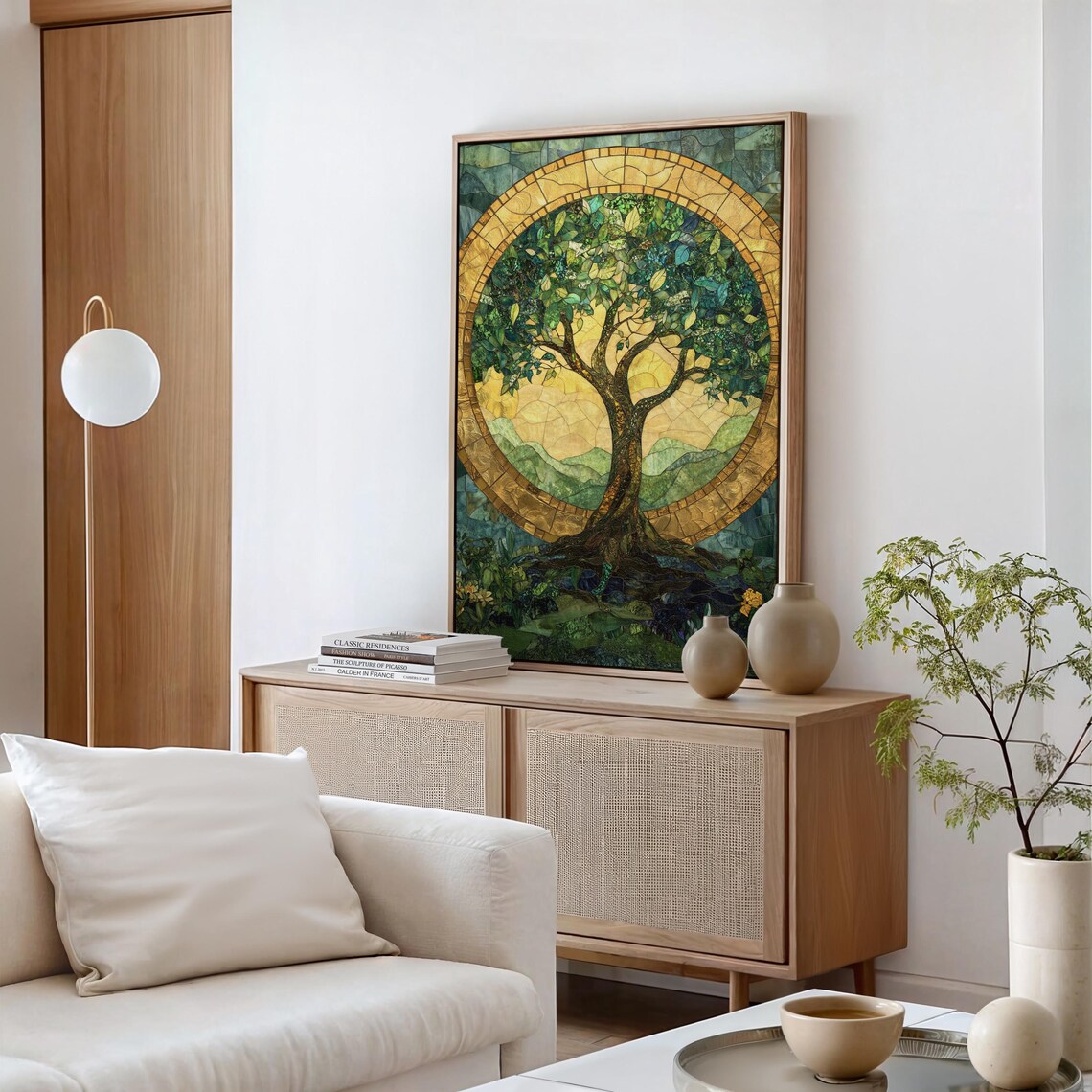 Stained Glass Tree Of Life With Golden Halo Mosaic Nature Poster - Image 5