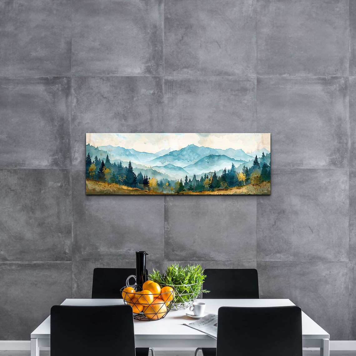 Panoramic Klamath Mountain Mid Century Modern Mountain Wall Art - Image 4