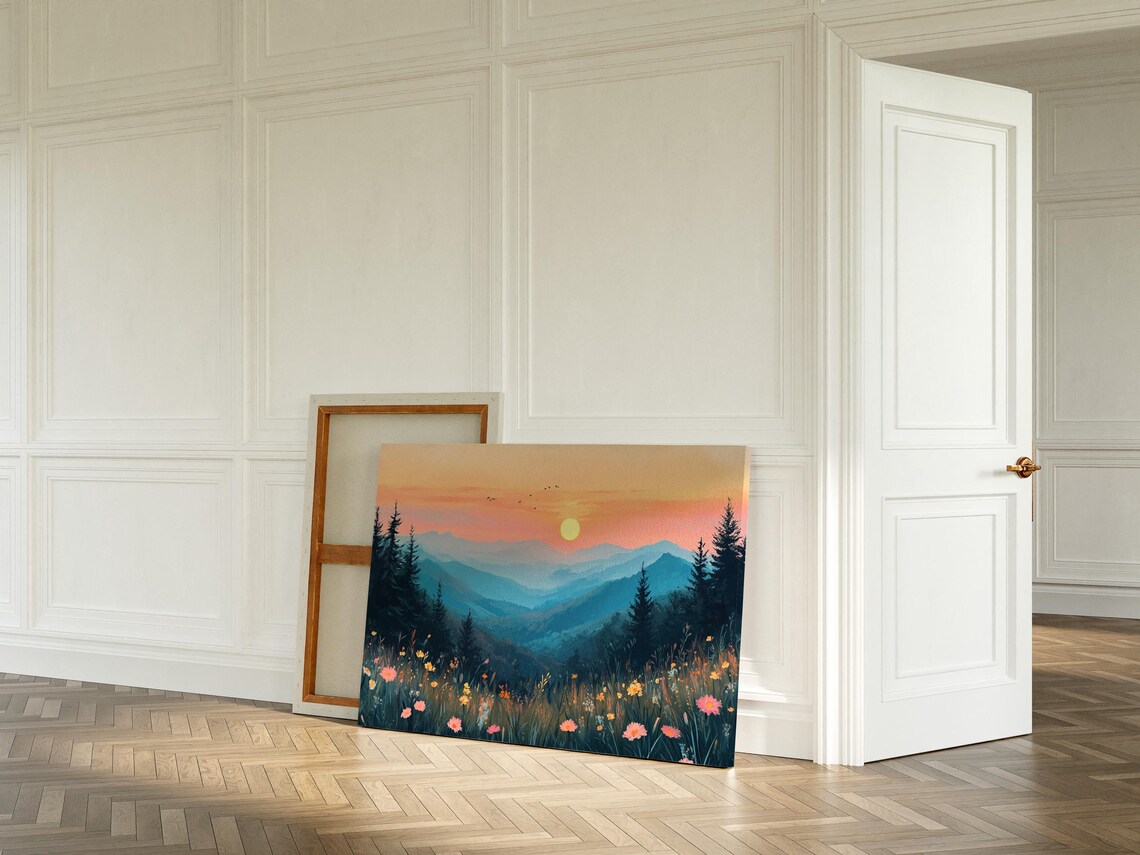 Majestic Sunset Over Mountain Valley, Nature Landscape - Image 6