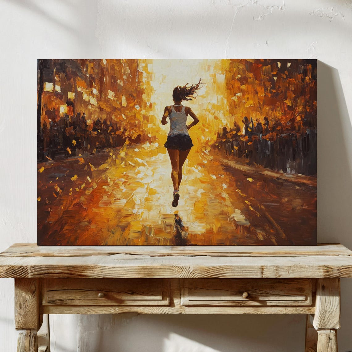 Runner From Behind Golden Street Abstract Marathon Energy Poster - Image 4