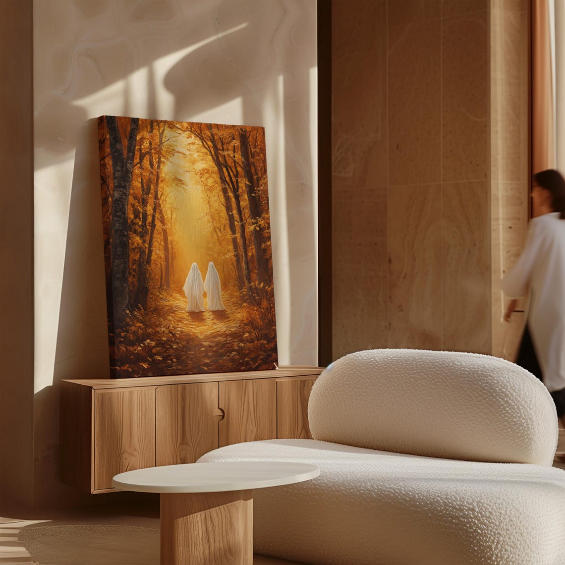 Ghosts Walking Into Golden Autumn Forest Light Ethereal Fall Poster - Image 3