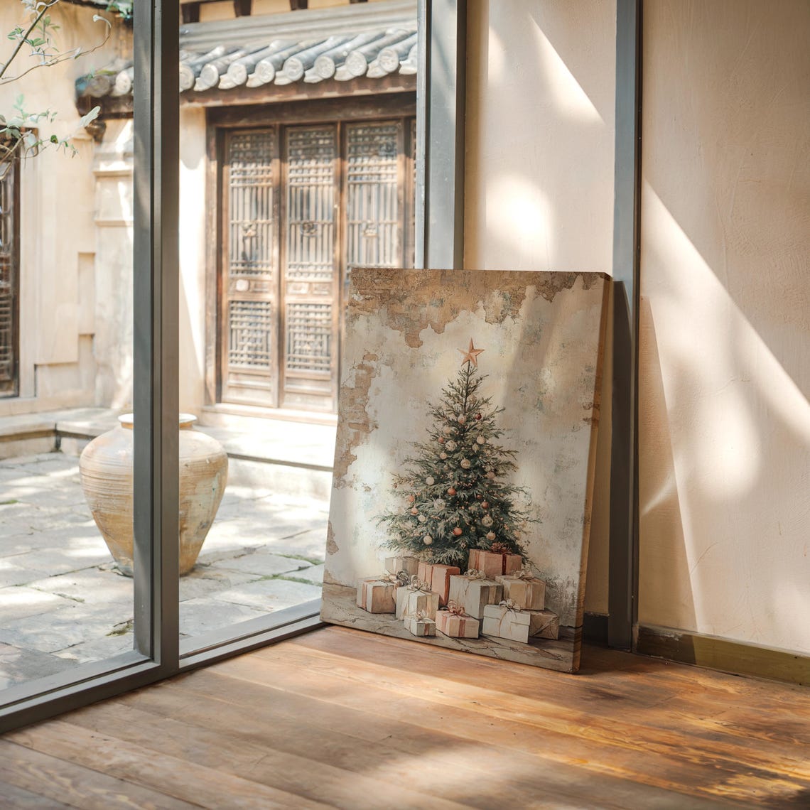 Rustic Christmas Tree With Vintage Ornaments and Gift Boxes Poster - Image 7