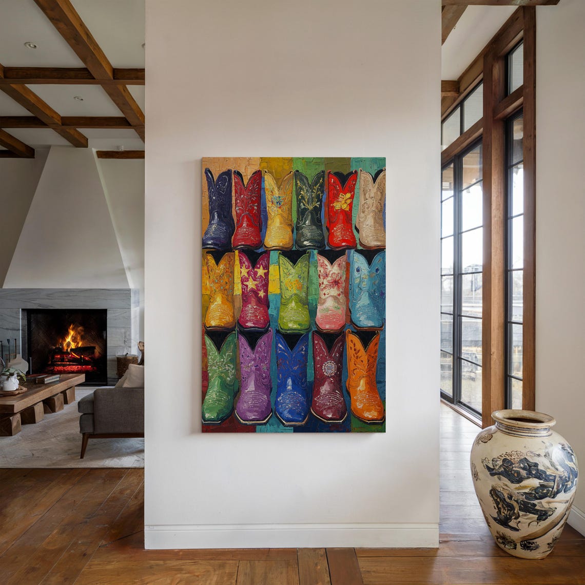 Colorful Cowboy Boots Wall Art Vibrant Western Print For Rustic Country Home Decor - Image 2