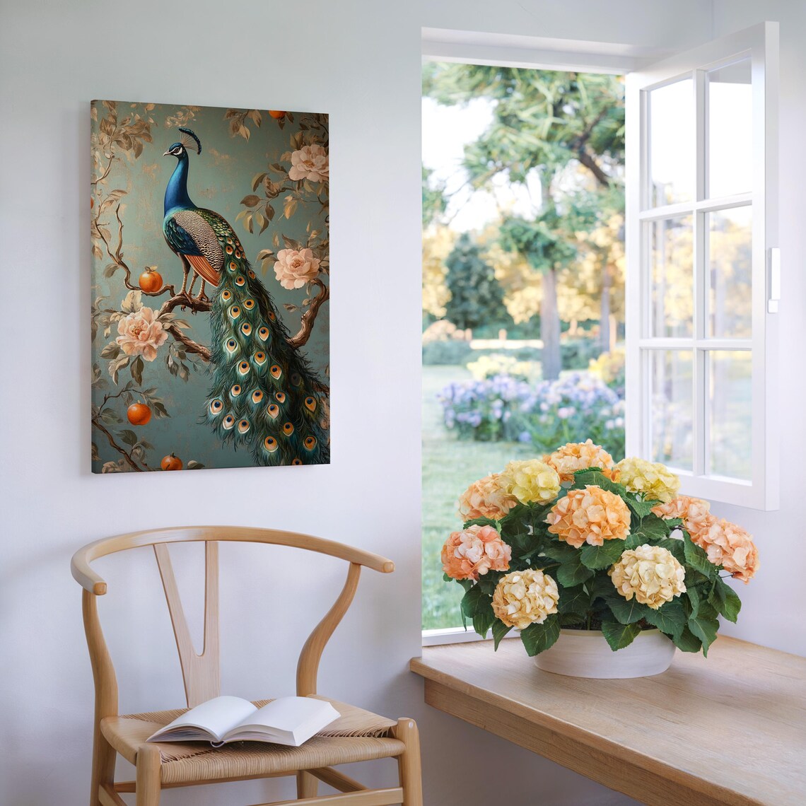 Elegant Peacock Art Print, Floral Tree Decor - Image 7