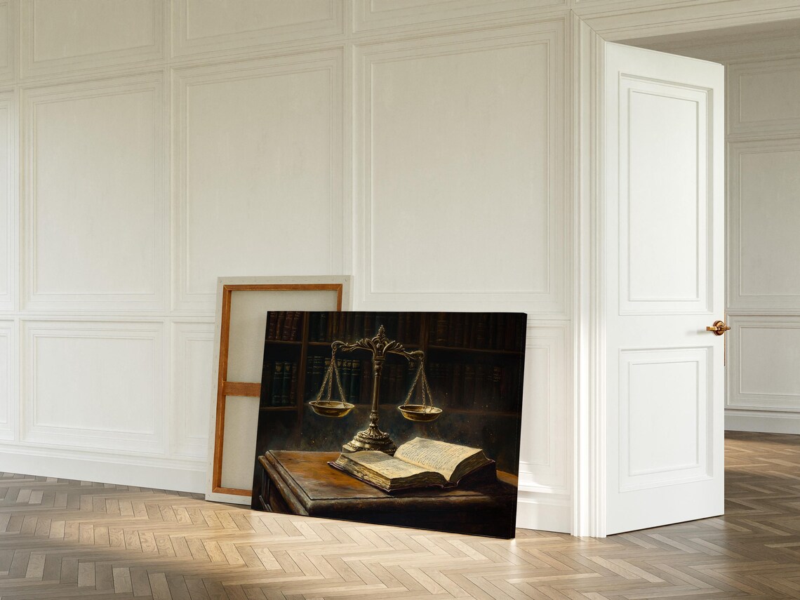 Vintage Justice Scales Law Office Decor Legal Books Art Print - Image 3