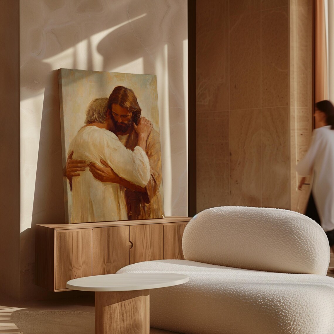 Jesus Embracing Older Man Comfort Mercy Christian Faith Poster - Image 6