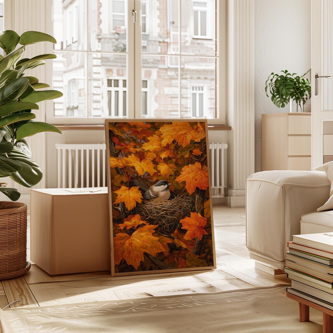 Autumn Bird Nest Rustic Fall Nature Art Print