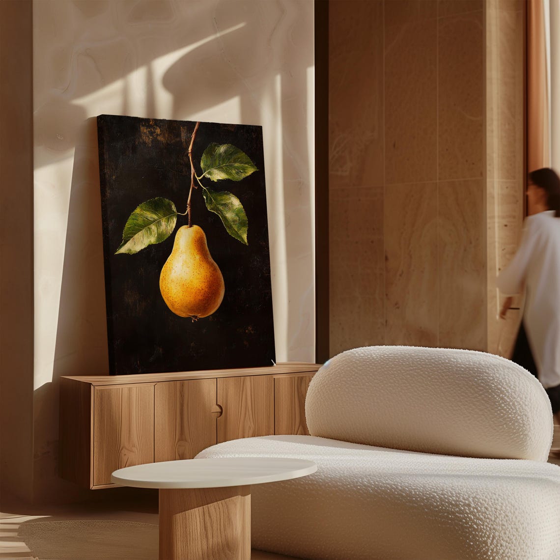 Golden Pear Hanging from Branch Baroque Dark Still Life Poster - Image 5