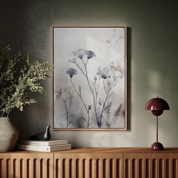 Minimalist Botanical Ink Wash Wall Art