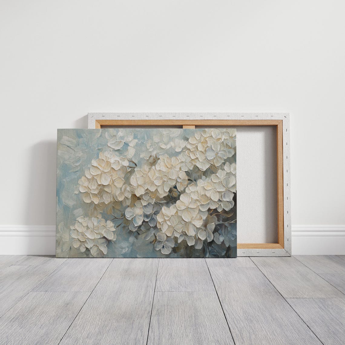 White Hydrangea Blossoms Textured Impasto Floral Painting Poster - Image 5