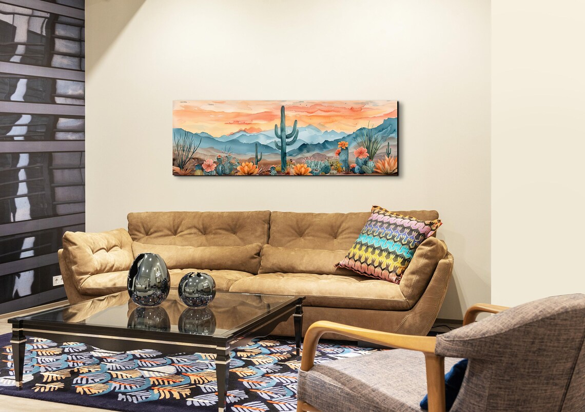 Panoramic Mid-Century Modern Arizona Landscape Art Print - Image 4