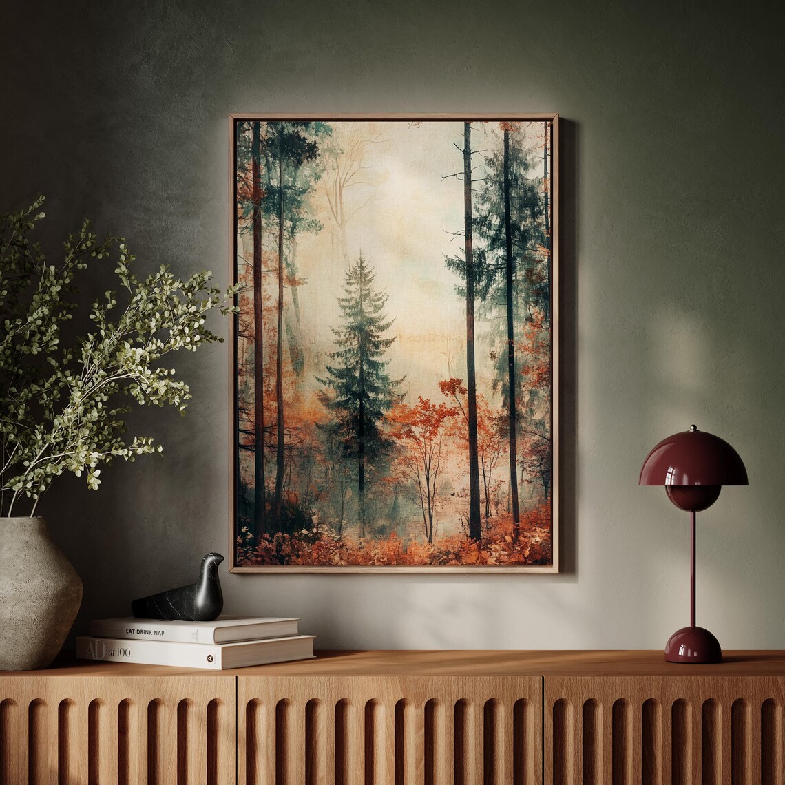 Misty Autumn Forest Art Print, Tranquil Woodland Scene - Image 7