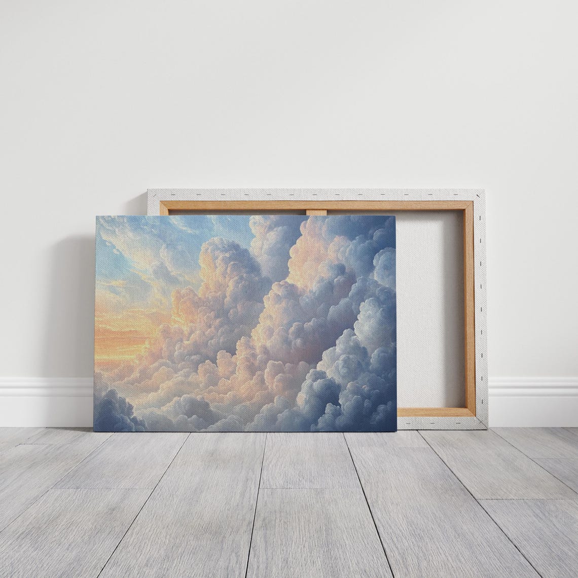 Dreamy Pastel Sunrise Clouds Ethereal Sky Oil Painting Poster - Image 3