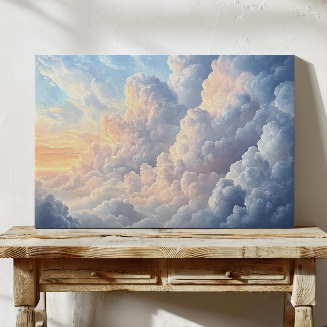 Dreamy Pastel Sunrise Clouds Ethereal Sky Oil Painting Poster - Image 6