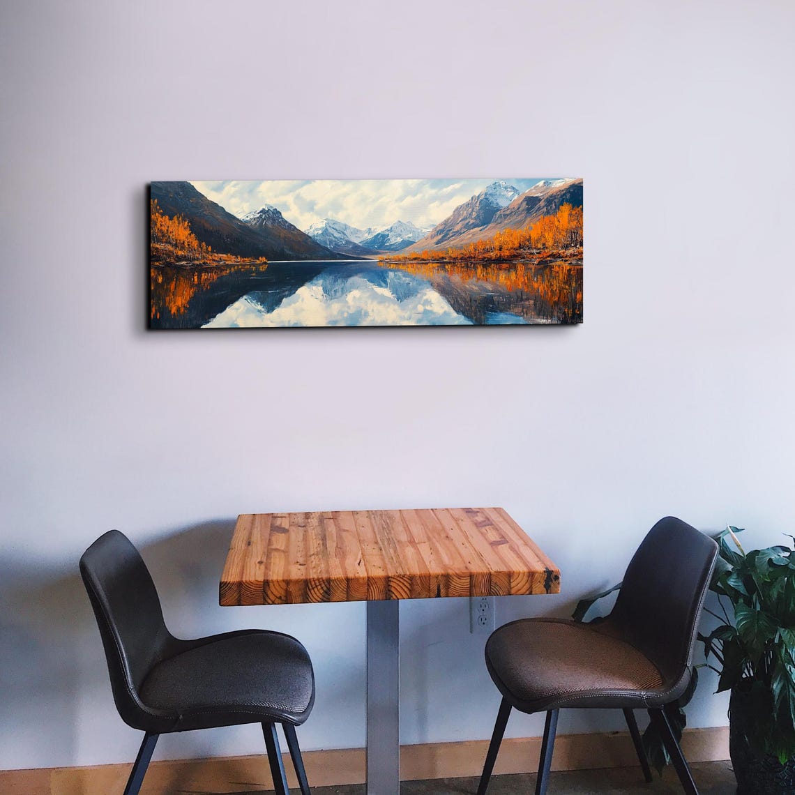 Autumn Mountain Lake Mirror Reflection Panoramic Landscape Poster - Image 3