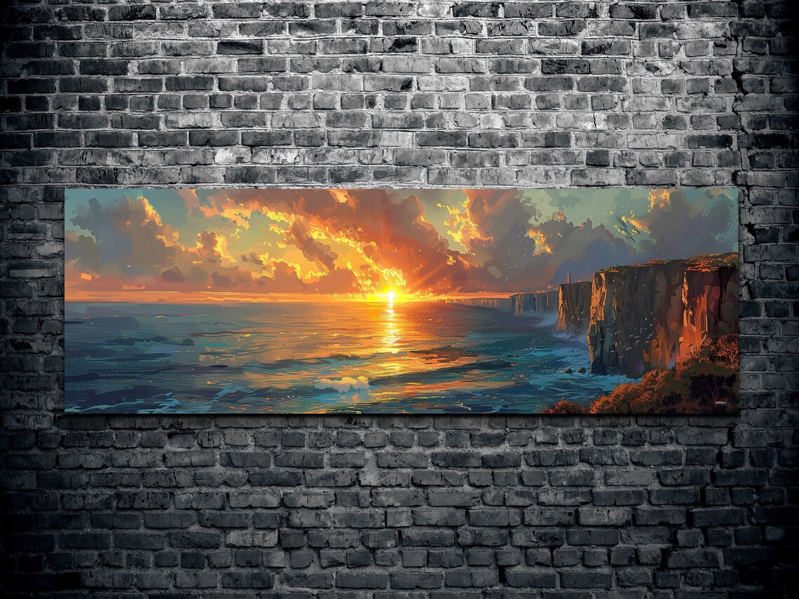 Cliffs Of Moher At Sunset, Ireland Landscape Painting - Image 2