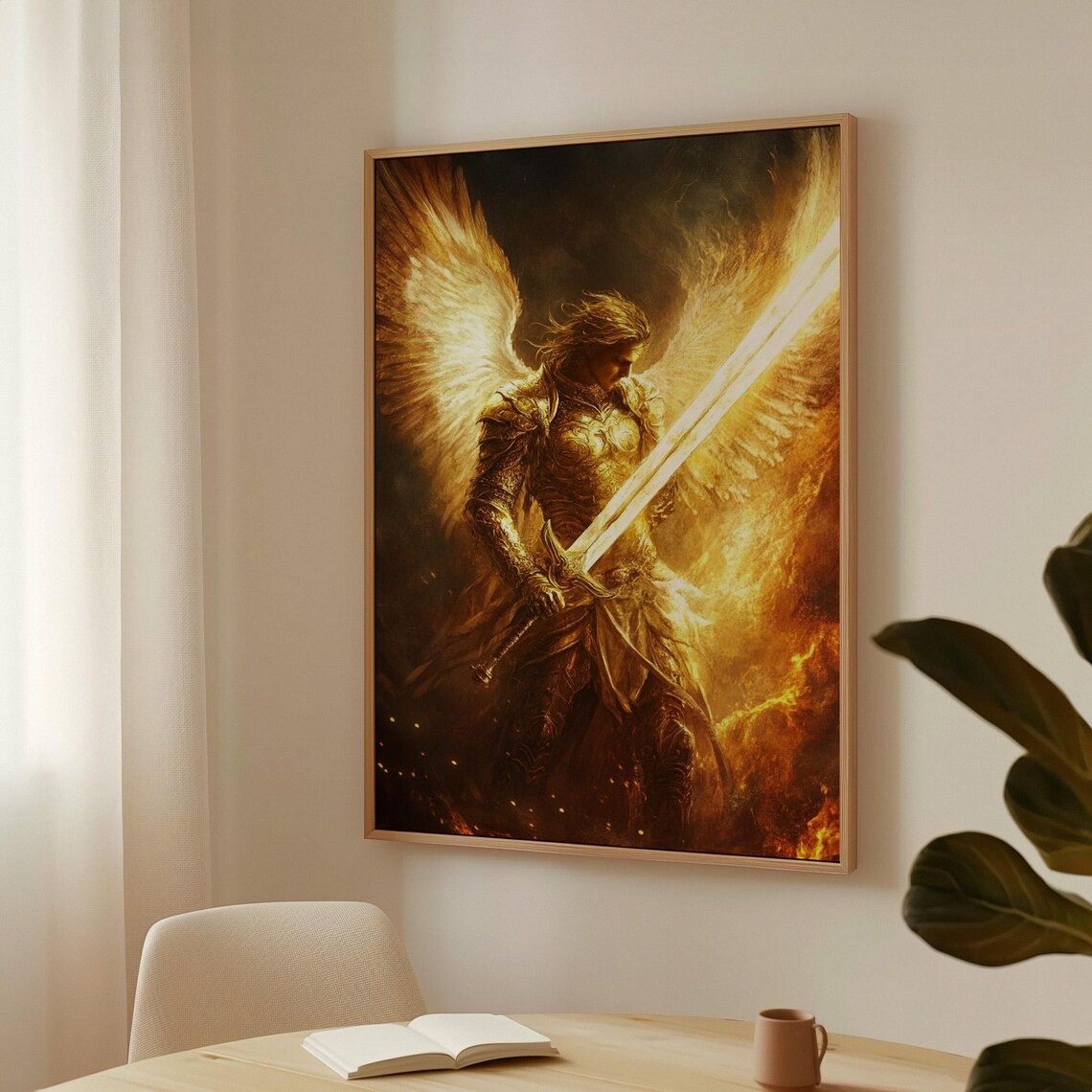 Celestial Warrior Angel Art Print, Fantasy Decor - Image 3