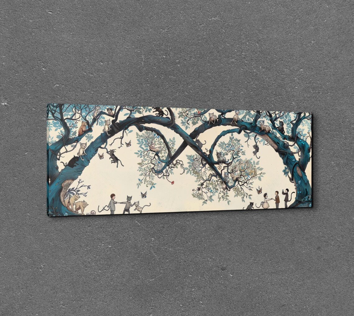 Fantasy Cat Scene, Panoramic Forest Art Print - Image 3