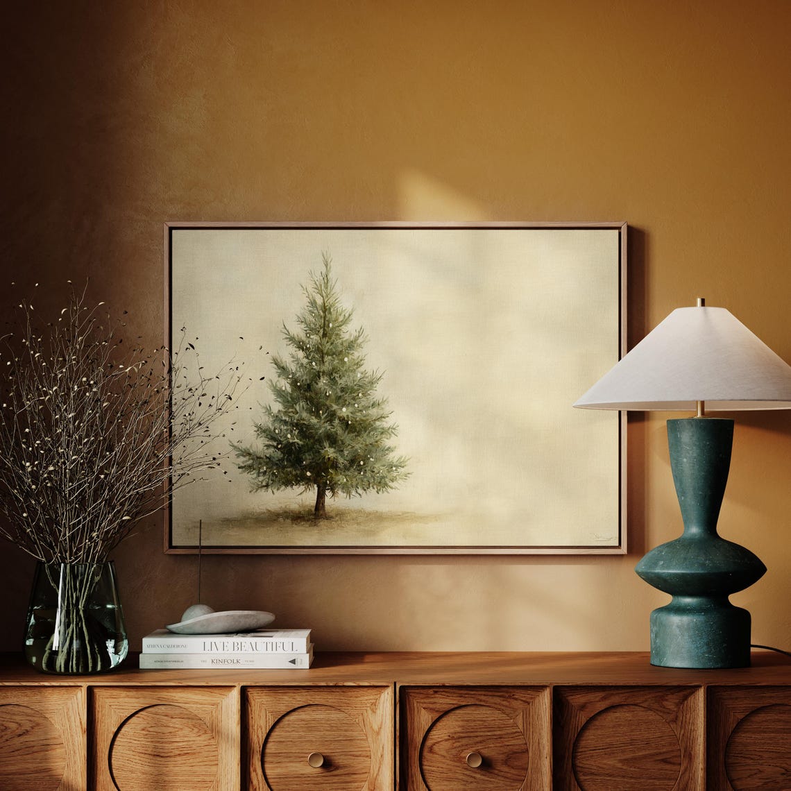 Minimalist Christmas Tree On Neutral Beige Holiday Art Poster - Image 3