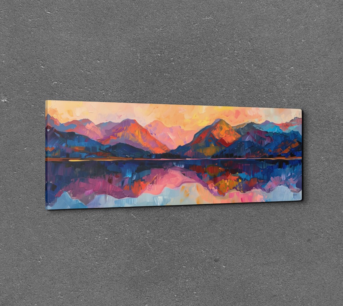 Panoramic Mid Century Modern Mountain Wall Art - Image 3