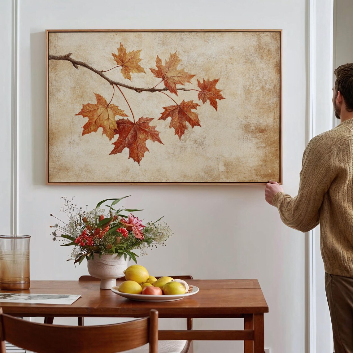 Rustic Autumn Maple Leaves Vintage Nature Art Print - Image 4