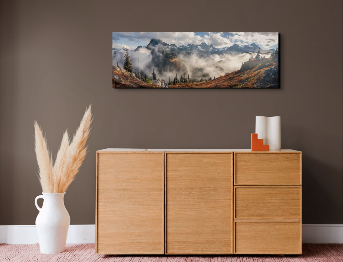 North Cascades Misty Mountain Peaks in Rolling Clouds Poster - Image 4