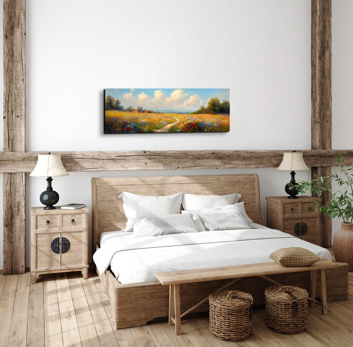Country Path Through Colorful Wildflower Meadow With Barn Poster - Image 3