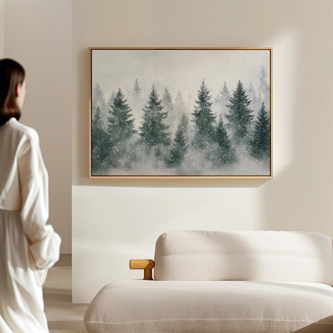 Foggy Snow Pine Trees Fading Into A Soft White Winter Mist Poster - Image 7