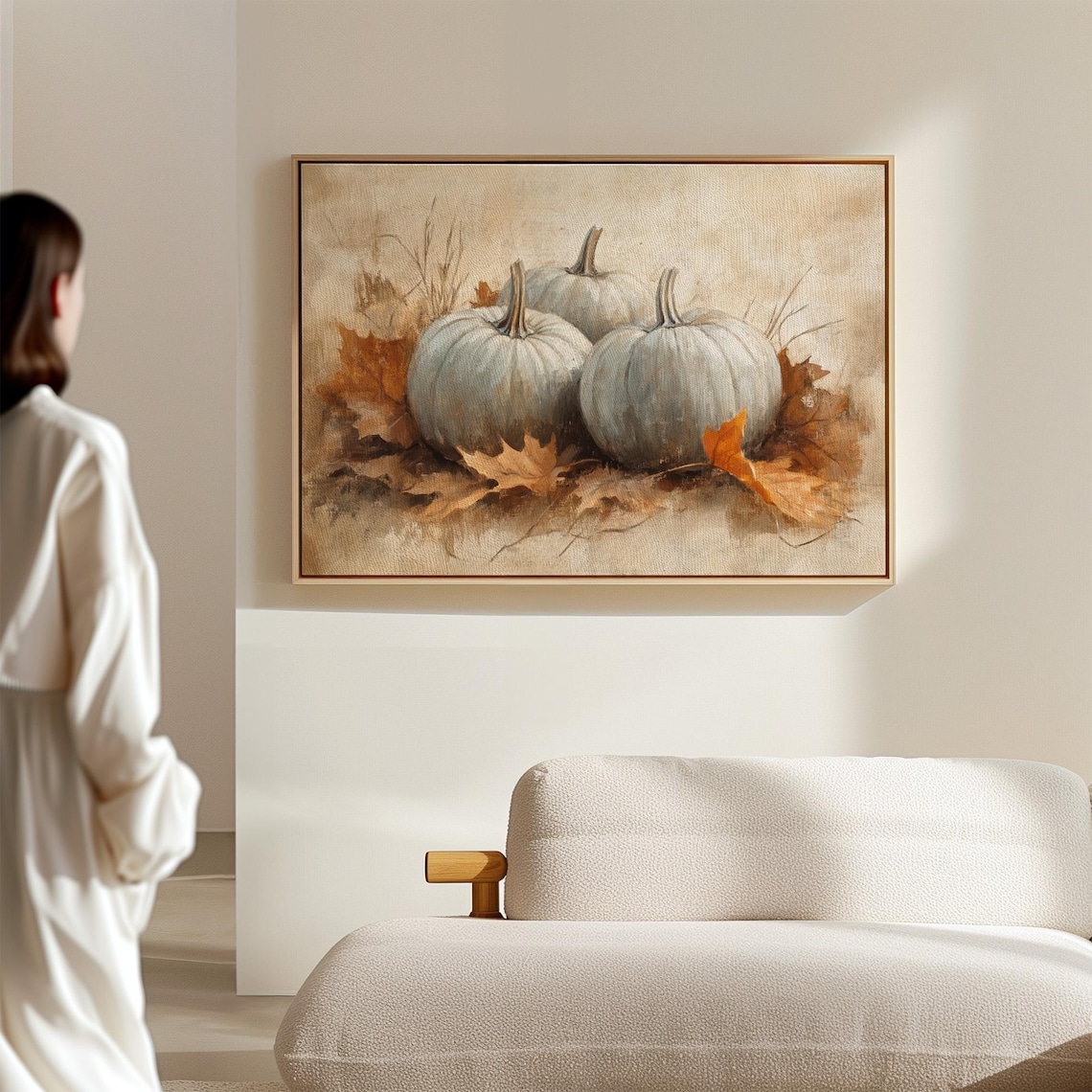 Rustic White Pumpkin Fall Harvest Art Print - Image 3