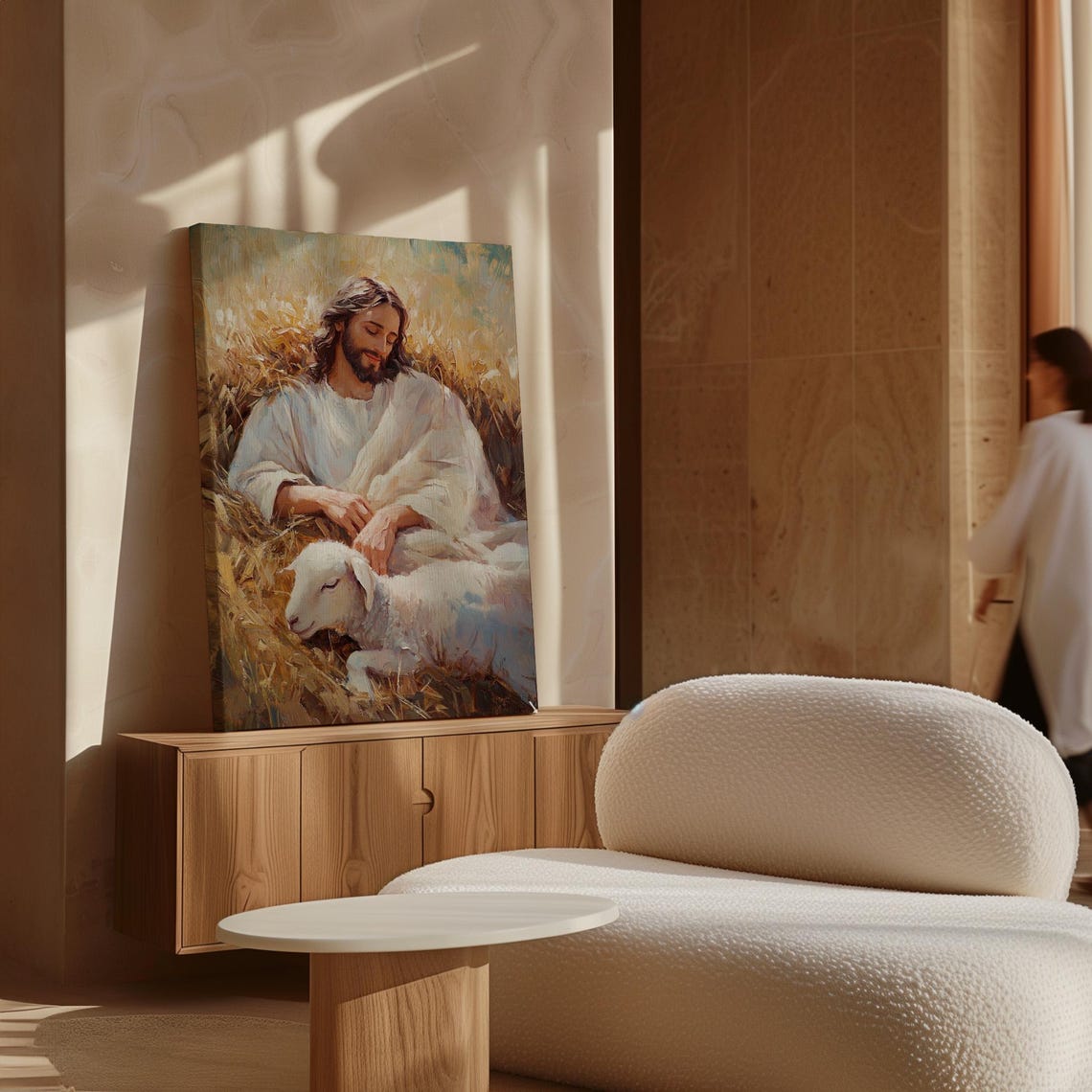 Jesus Resting With a Lamb in a Golden Wheat Field Christian Poster - Image 7