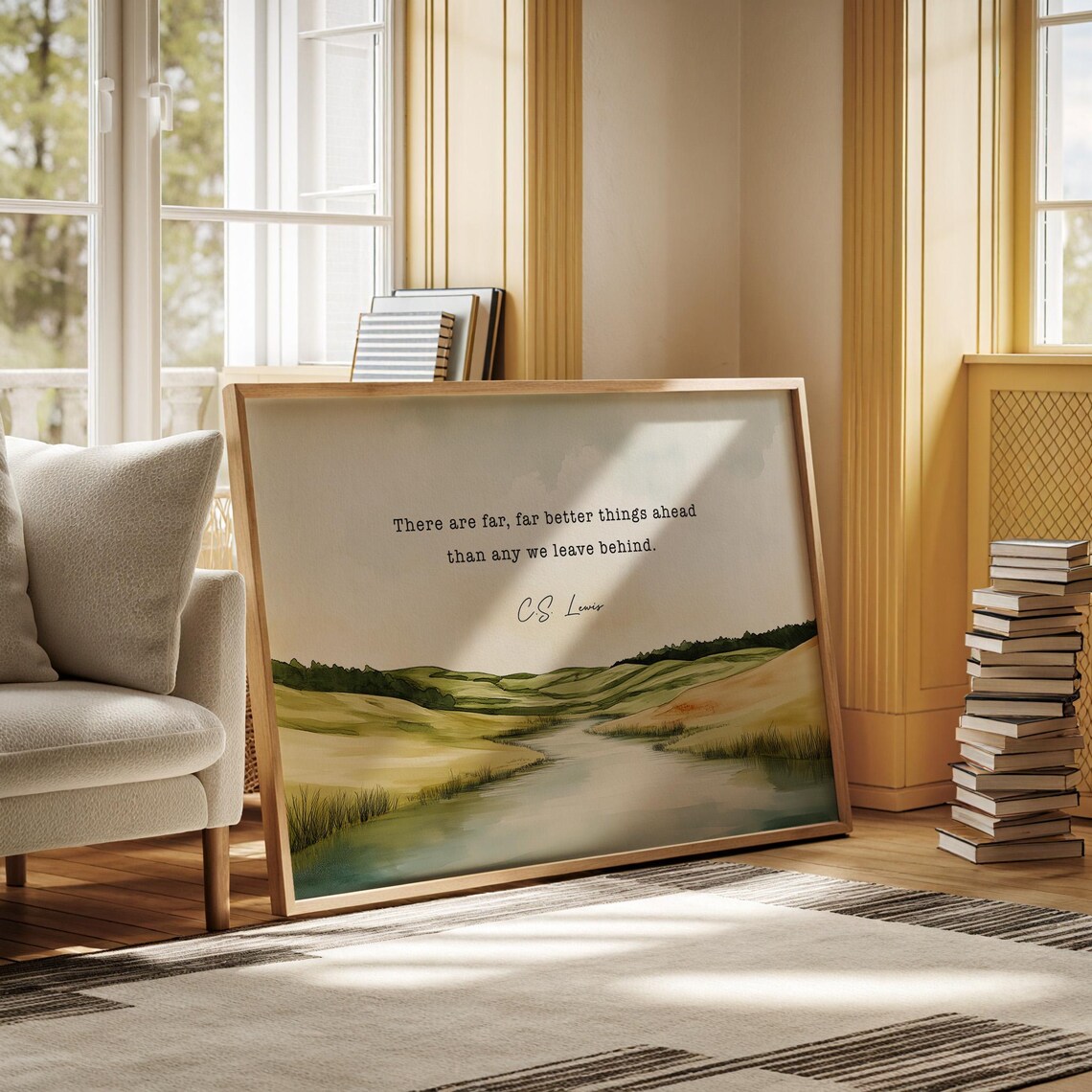 C.S. Lewis Far Better Things Ahead Quote River Valley Poster - Image 3
