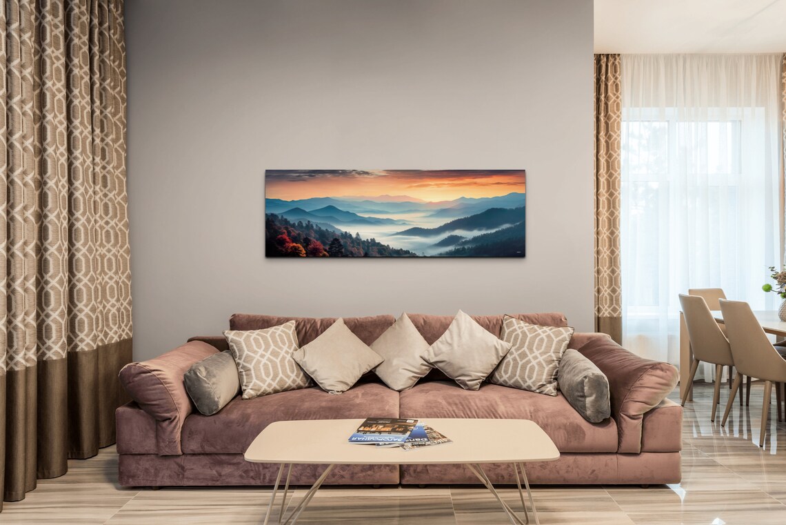 Great Smokey Mountains Sunset Photo Style Painting Print - Image 4
