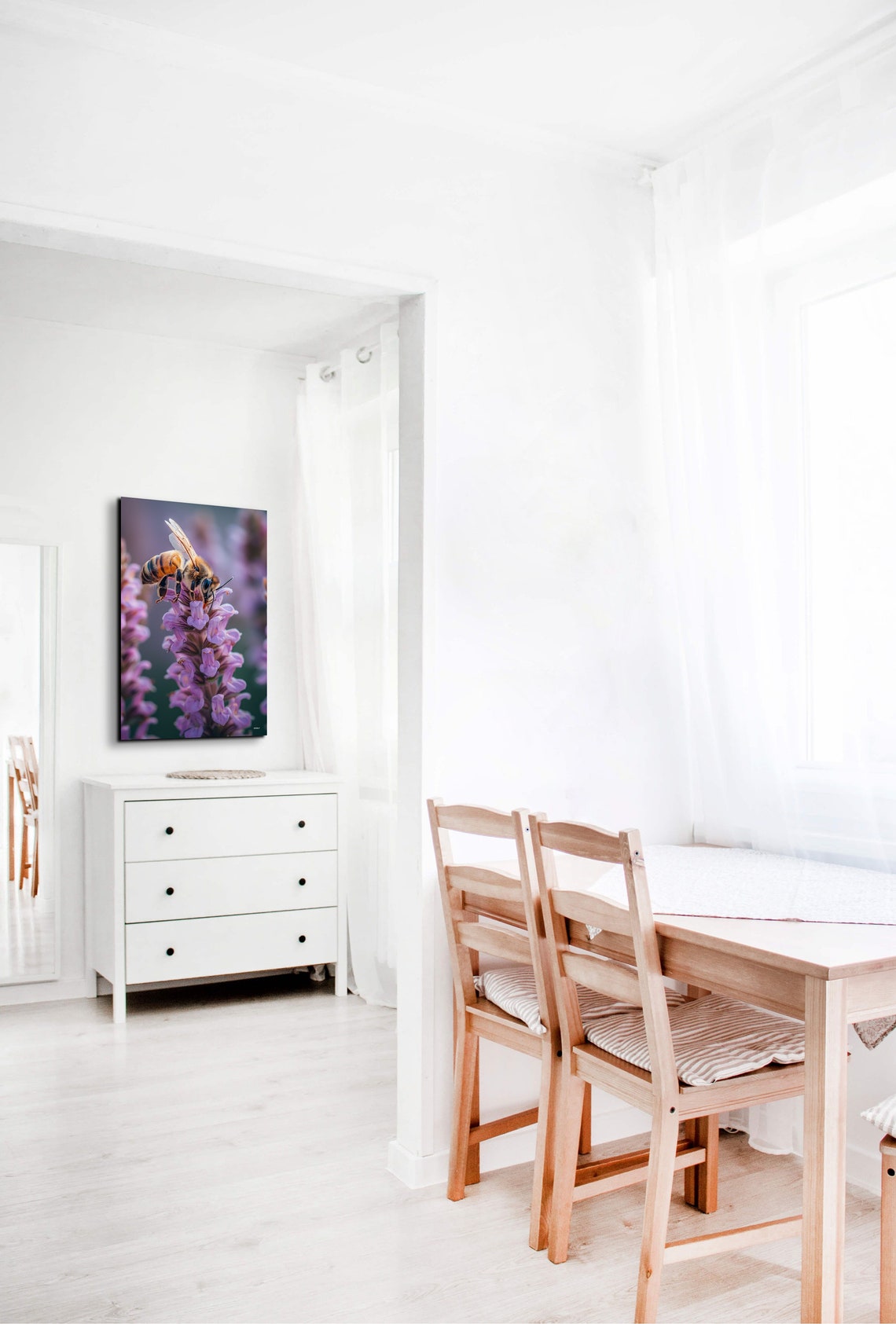 Honey Bee Macro Purple Blossom Pollinating Nature Photo Poster - Image 4