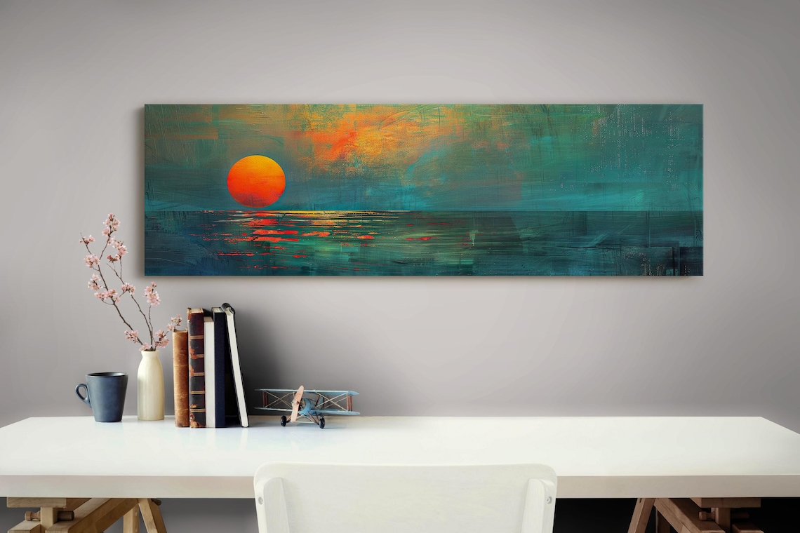 Sunset Over The Emerald Green Ocean, Boho Art Print - Image 4
