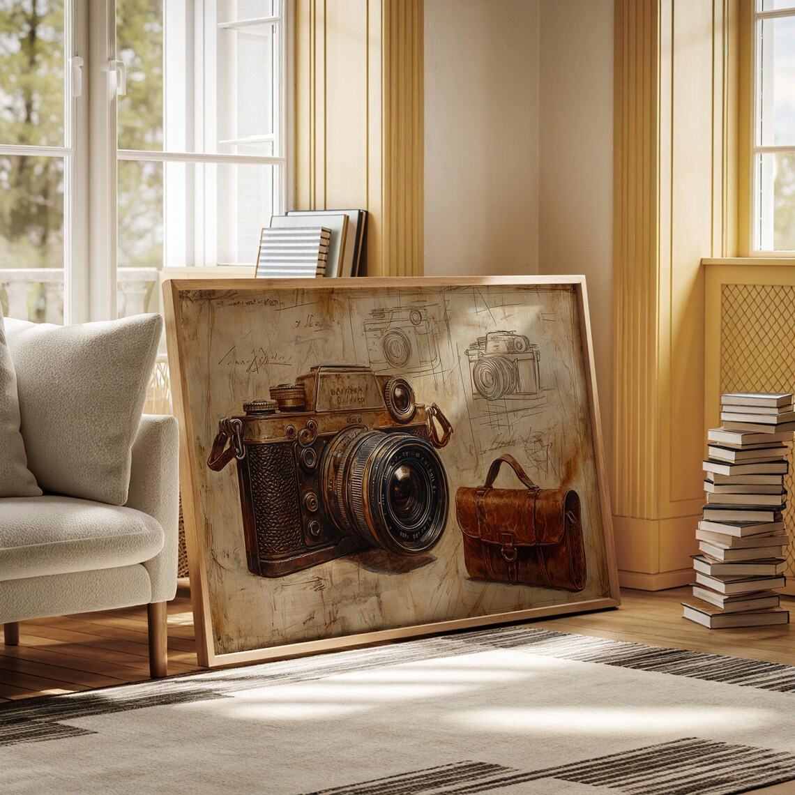Rustic Vintage Camera And Leather Bag Art Print - Image 6