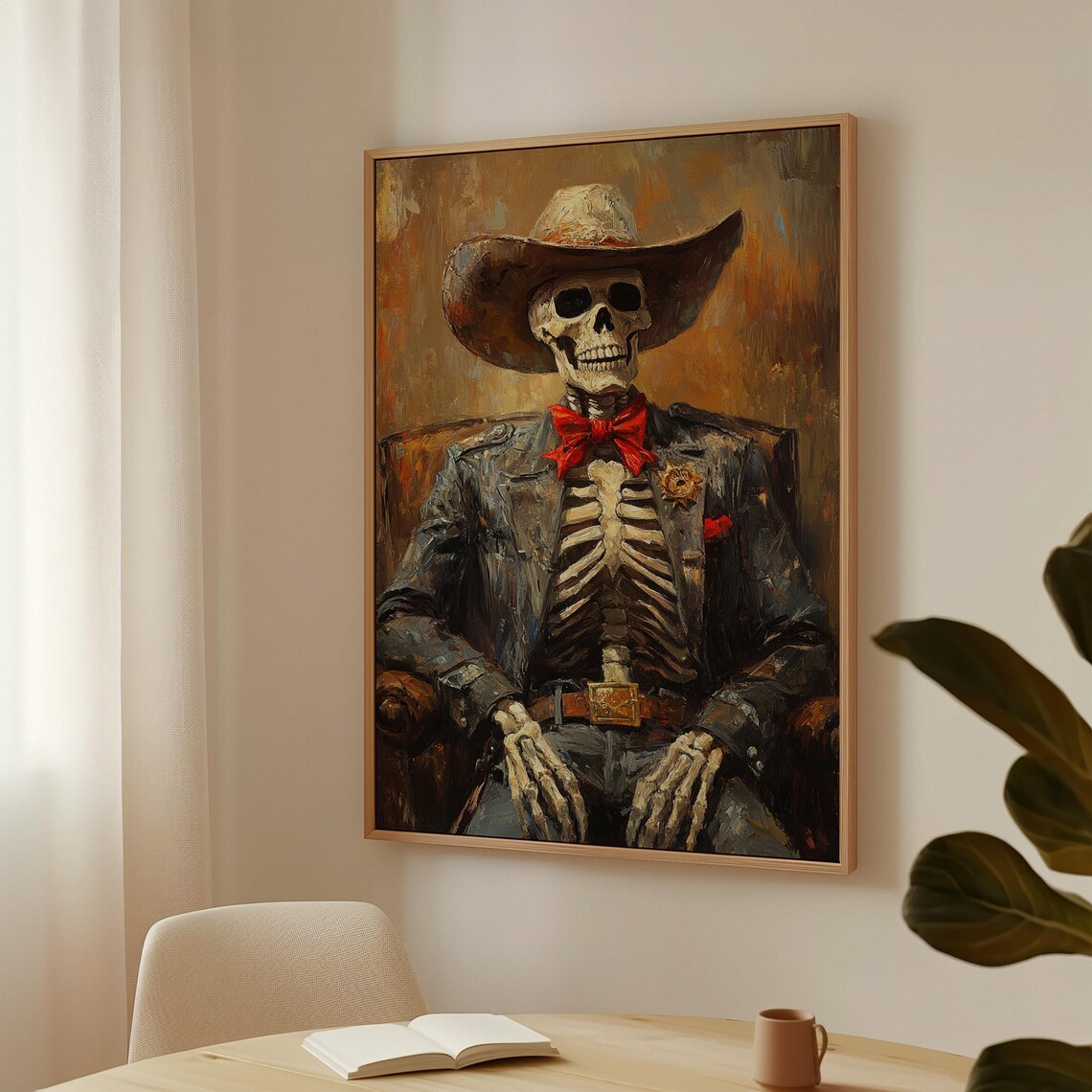 Cowboy Skeleton Western Gothic Vintage Art Print - Image 2