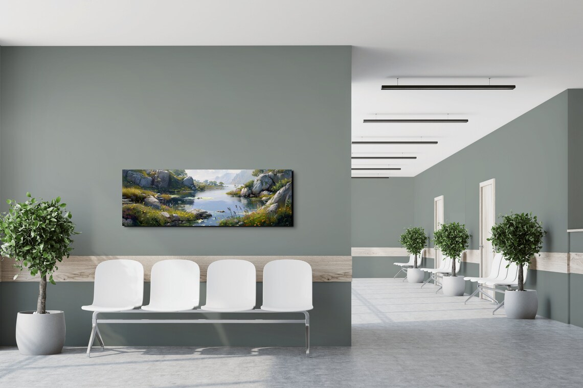 Panoramic River Field Landscape, Botanical Wall Art - Image 5