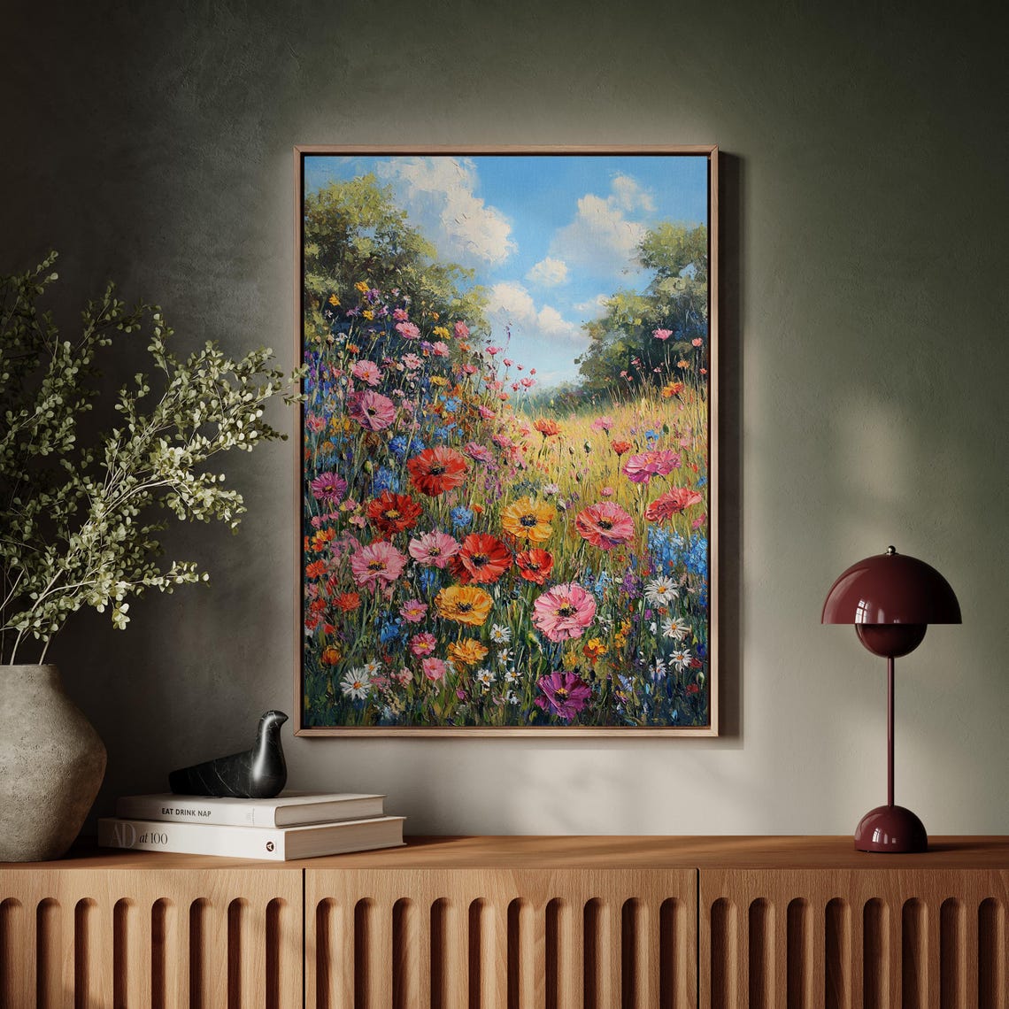 Vibrant Wildflower Meadow Lush Floral Landscape Oil Painting Poster - Image 7